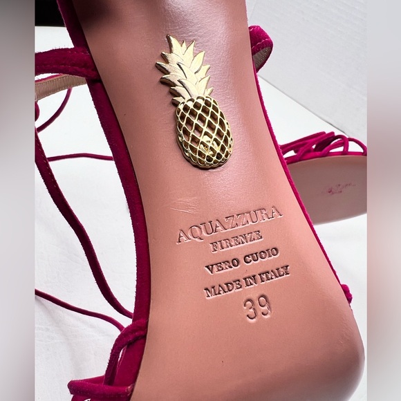 Aquazurra Whisper Sandal 105mm Pink Suede Strappy Sandal Heels size 39 EU / 9 US - Picture 7 of 7